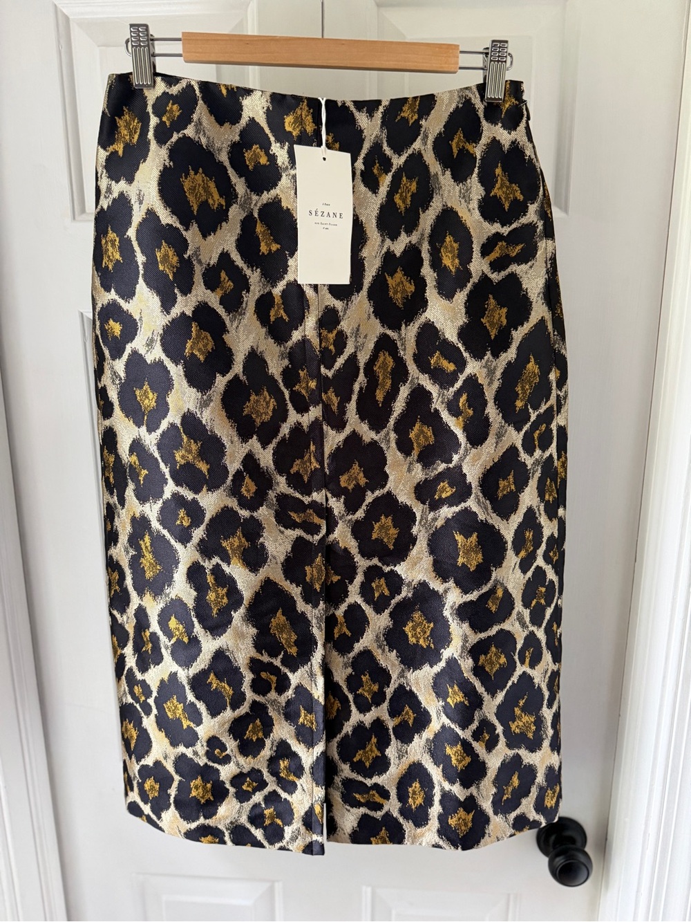 NWT Sezane Jupe Eloane Jacquard Leopard Skirt US 8